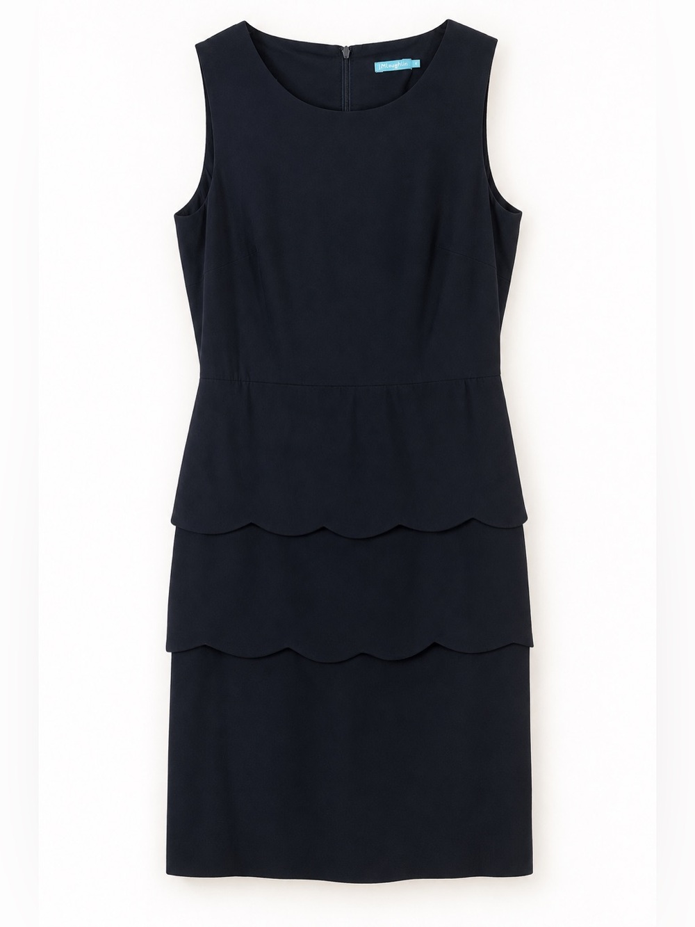 J.McLaughlin Providence Navy Scallop Tier Sheath Dress Size 4